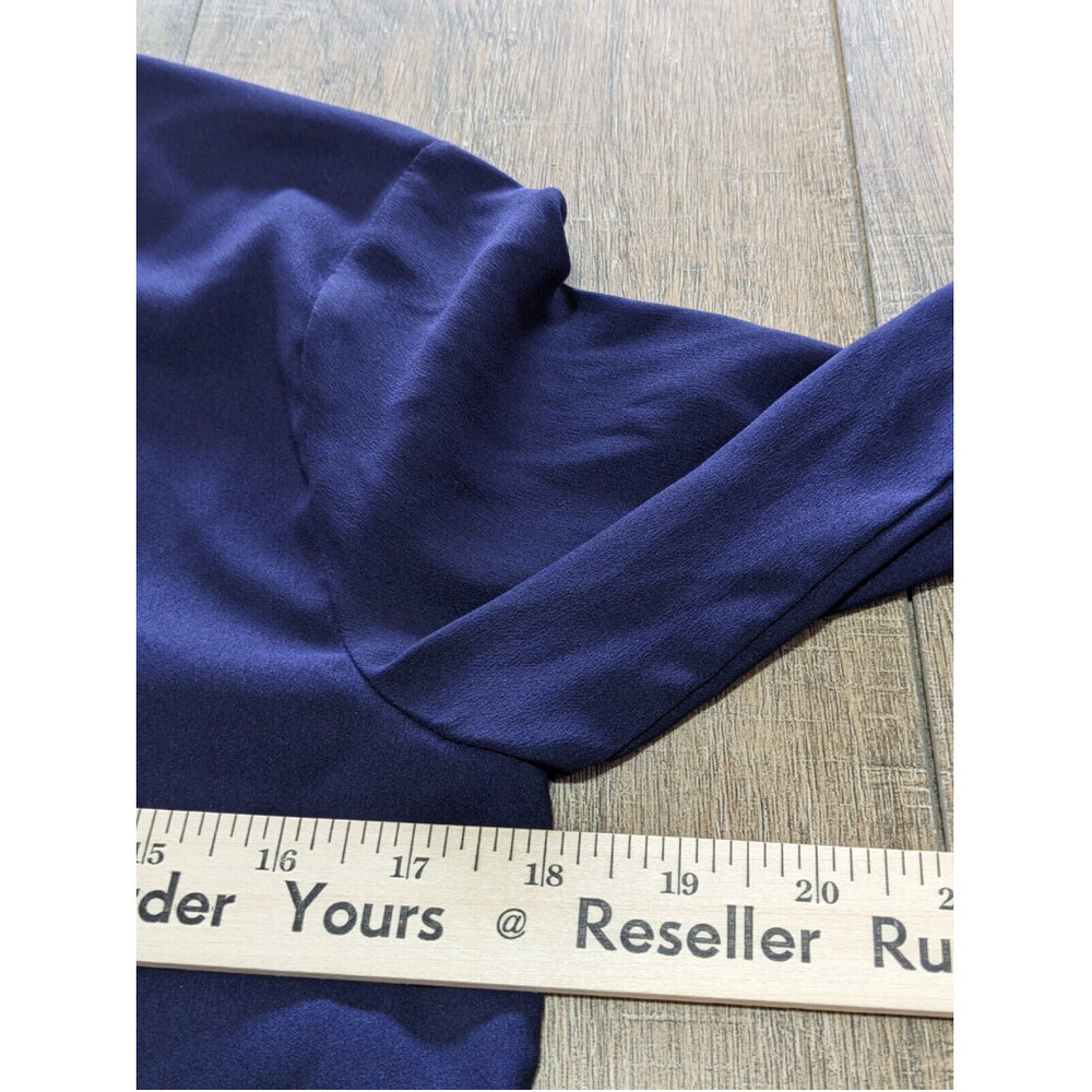 Ann Taylor Top Womens Small Petite Blue Long Flare Sleeve Pleated BOHO Work - Picture 6 of 9